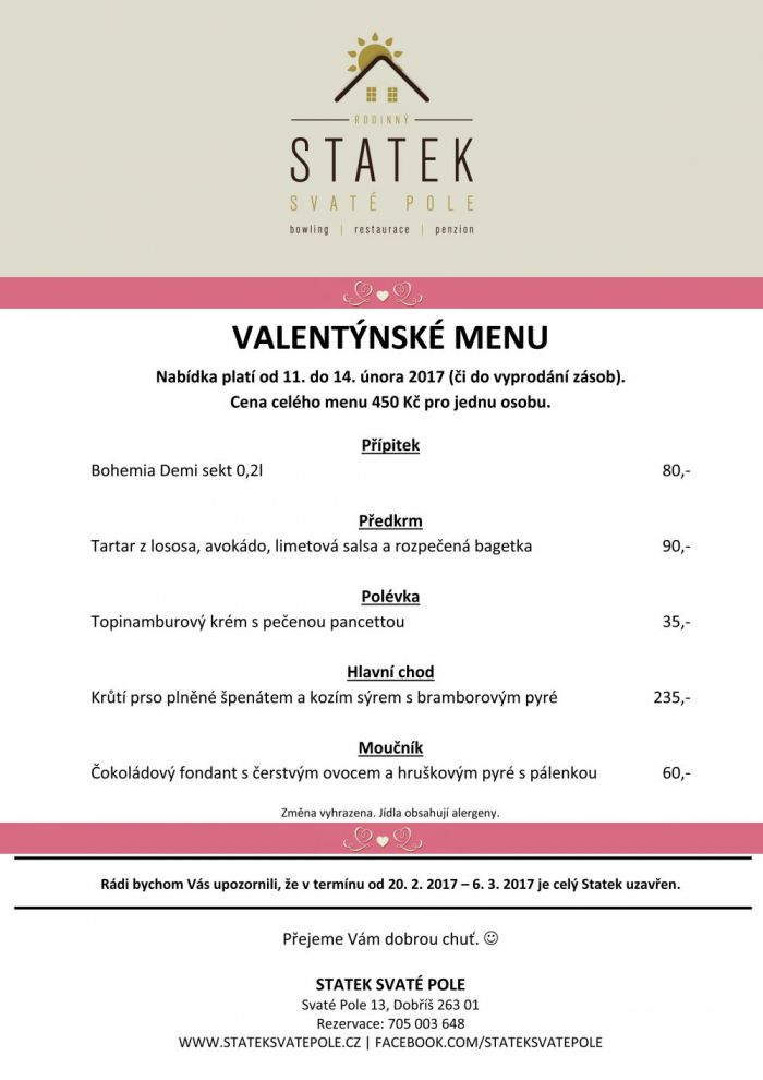 Valentýnské menu na Statku